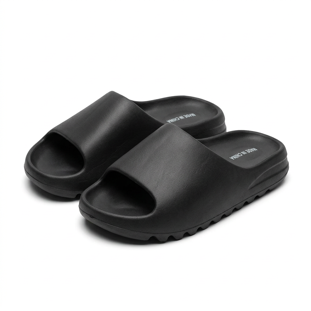 Matte Black Cushion Pillow Slides / Ultra-Soft EVA Cloud Slides