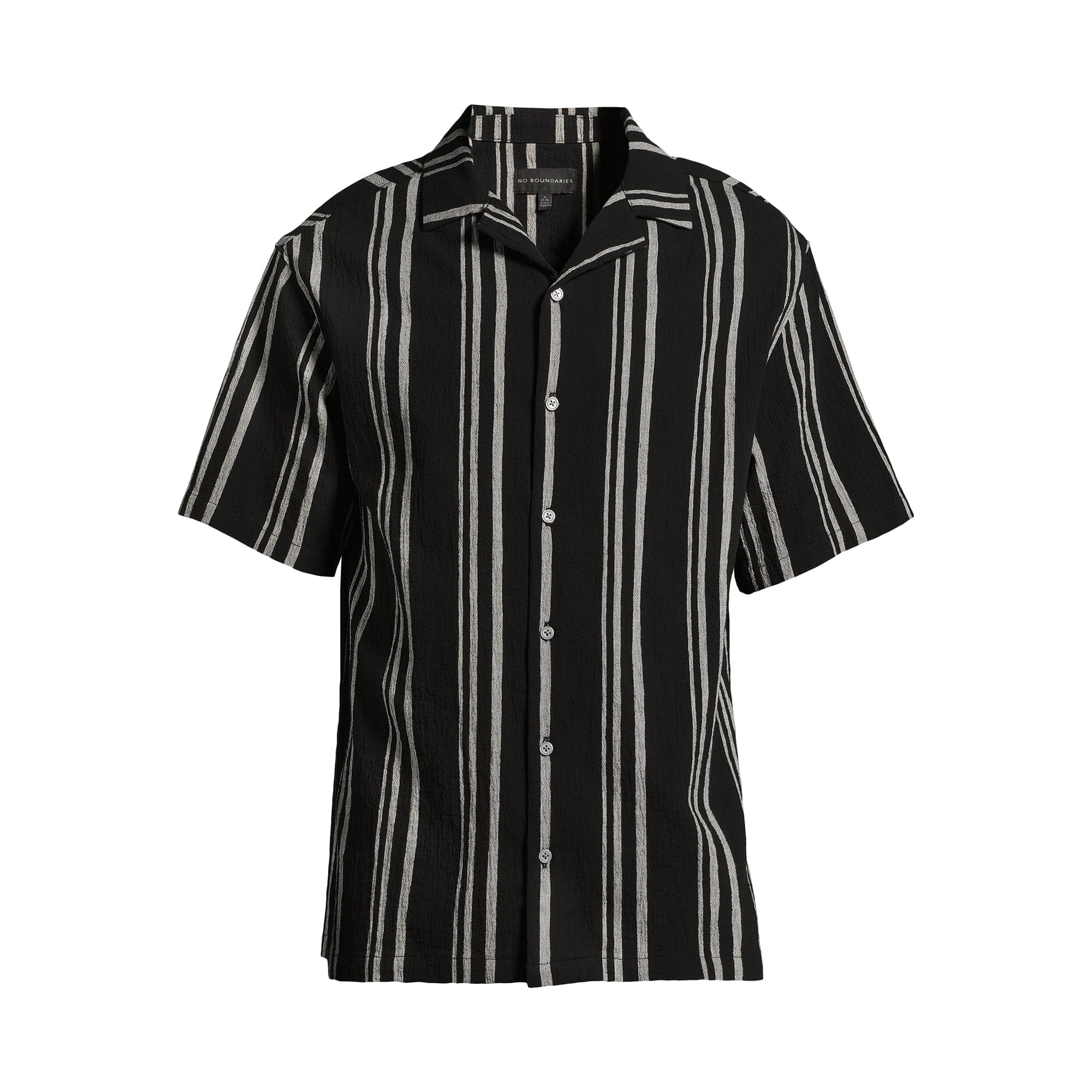 SIZE: 3XL - No Boundaries Men's and Big Men's Cotton Crinkle Button Front Shirt with Short Sleeves