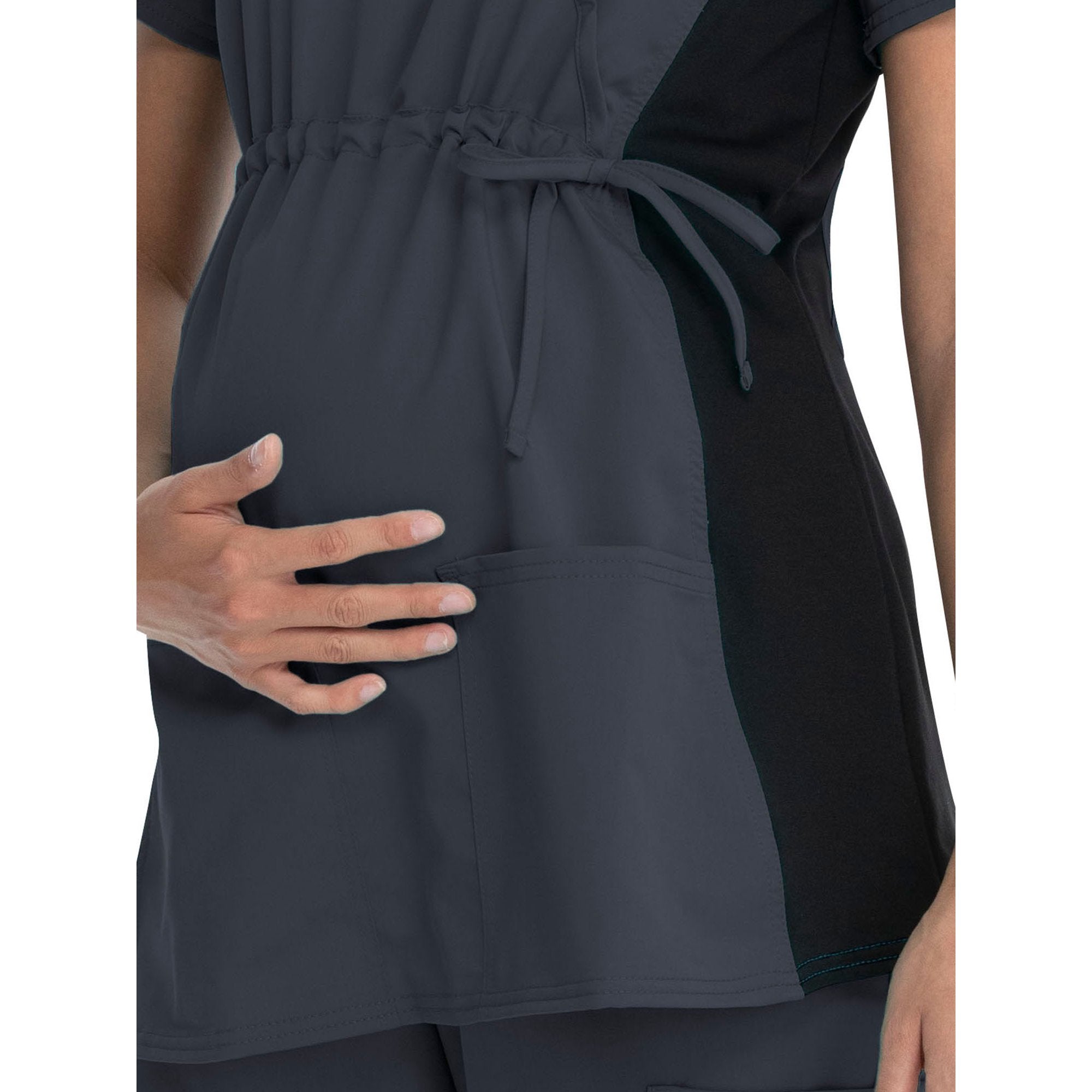 SIZE: L - Scrubstar Women's Rayon Ponte Side Panel Flexible Stretch Maternity Mock-Wrap Scrub Top WD800