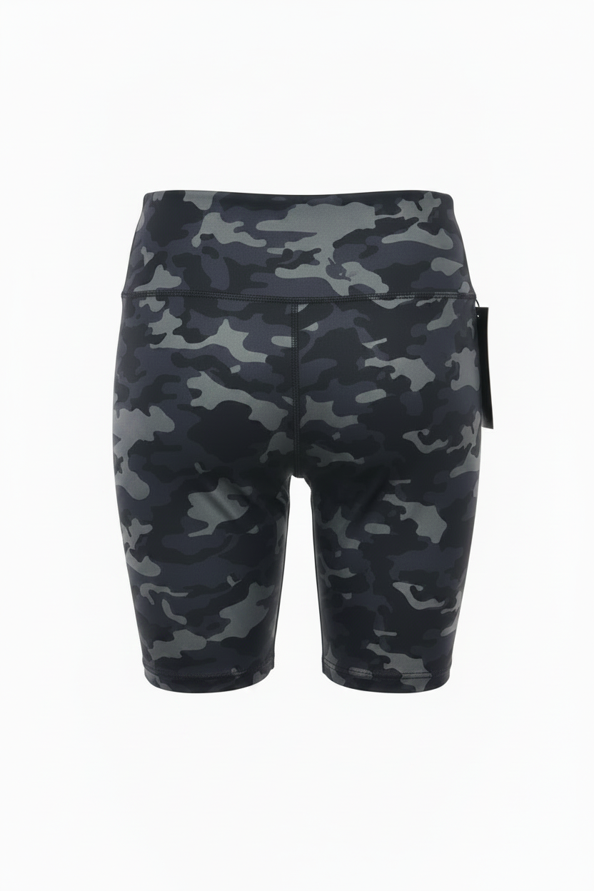 Camo Bike Shorts – Back Flat Lay