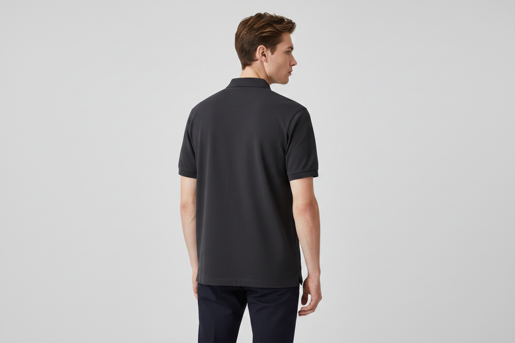 Charcoal Polo — Back 3Q