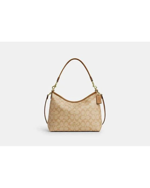 Coach Laurel Shoulder WOMEN Bag In Signature Canvas IM/LT KHAKI/LT SADDLE