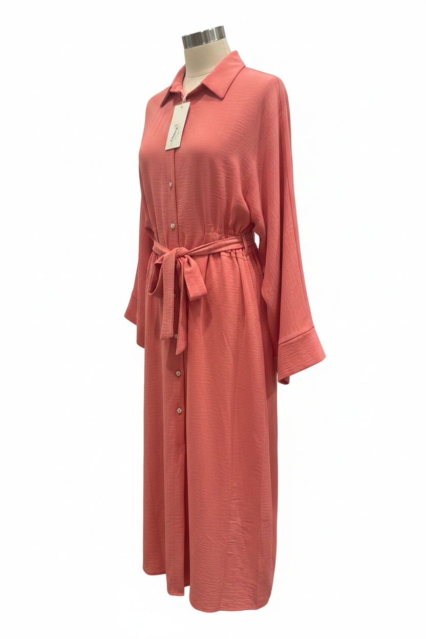 Coral Shirt Dress - Side