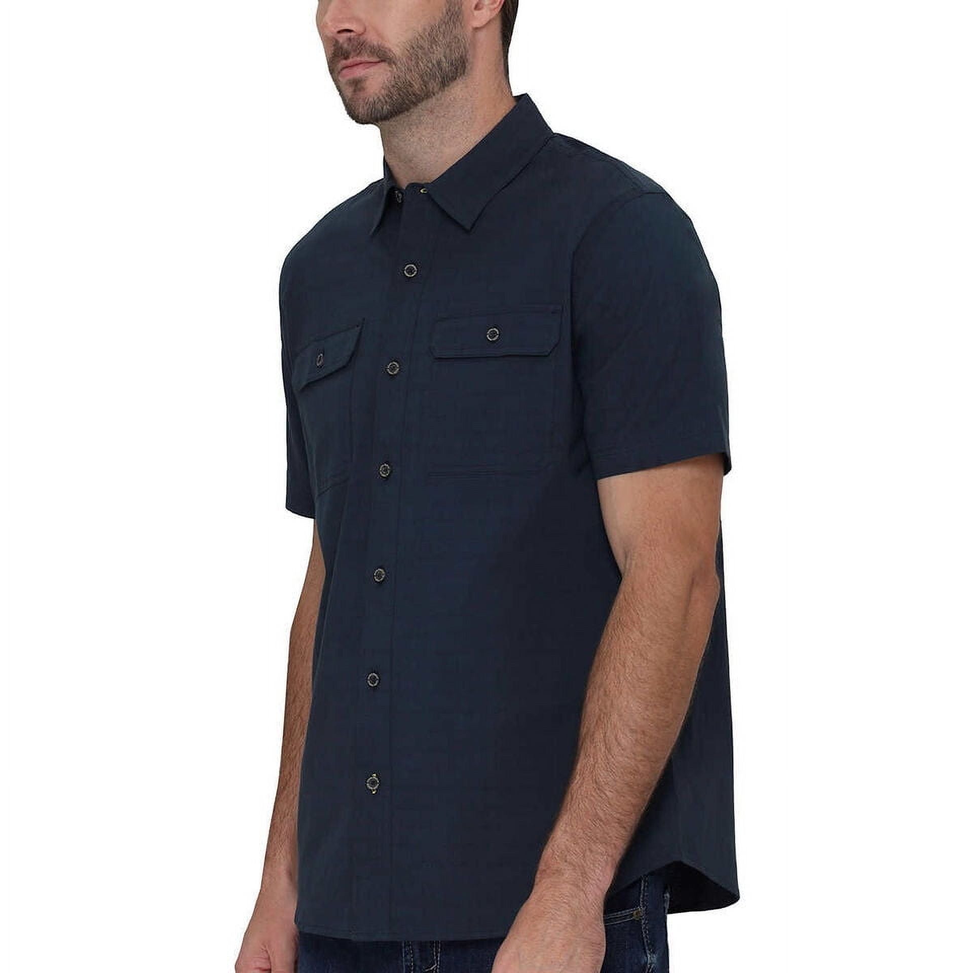 Size: XL - Sierra Design Men’s Short Sleeve Woven Shirt (Navy, X-Large)