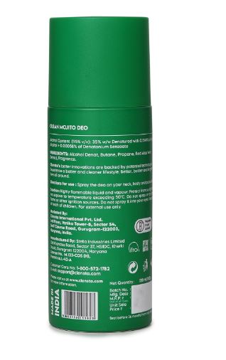 Clensta Body Spray Cuban Mojito Deodorant With Butane & Red Aloe Vera Extract  150 ml