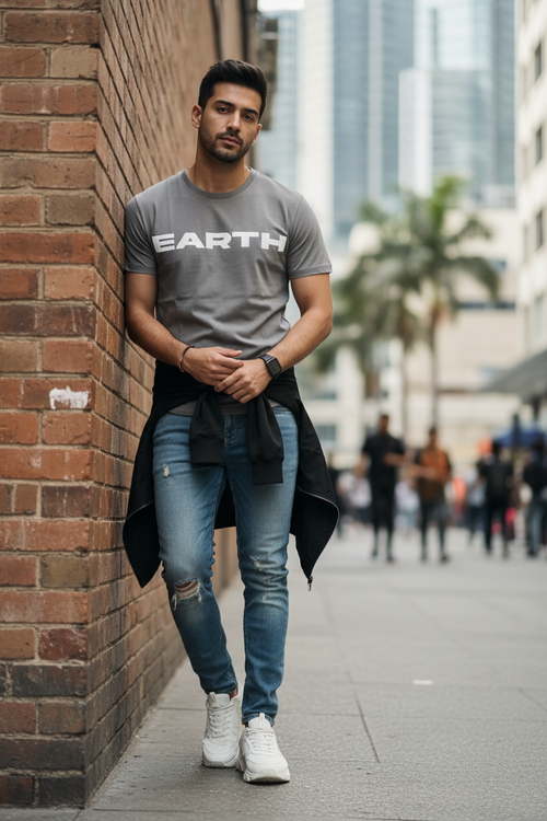 Dark Grey Earth Tee - Lifestyle