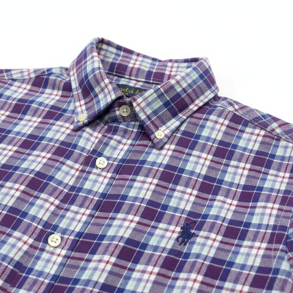Detail shot - Purple Plaid Shirt