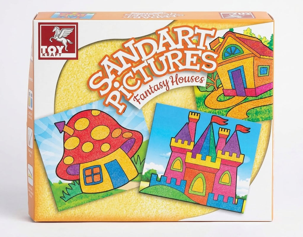 Toykraftt Sand Art Pictures - Fantasy Houses & Castles Craft Kit for Kids