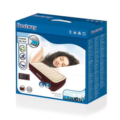 Bestway Inflatable Mattress Comfort Cell Tech Single Air Bed With Built-in Pump, 67492