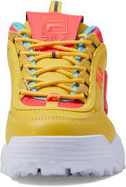 Fila Disruptor II Premium  KIDS (Niños Grandes) Limón/Rosa Diva/Pescado Azul 5 Niño Grande M, Limón/Rosa Diva/Pescado Azul