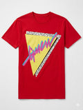 Guess Fresh Script Red  White Yellow triangle logo tshirt