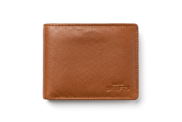 Mario Drafts Men's Genuine Leather Bifold Wallet - Tan Brown