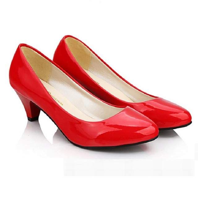 Women Low Platform Heels Comfort Pumps 1.9 In Heel Simple - Red