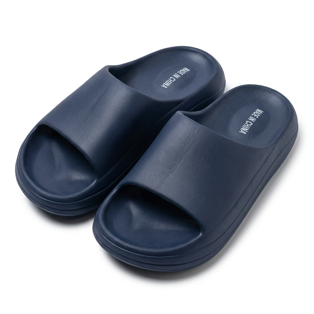 Slippers Navy Blue Classic Pillow Slides / Ultra-Soft Minimalist Cloud