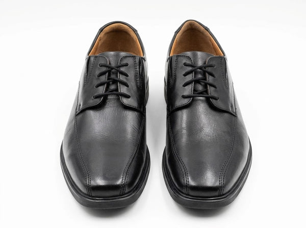 Clarks Men's -Men's Black Leather Square-Toe Derby Shoes