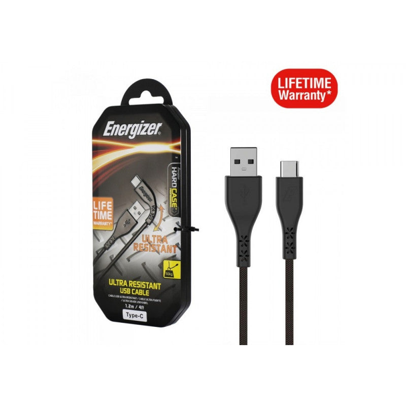 Energizer Hardcase USB-C Lifetime USB Cable 1.2m, Black