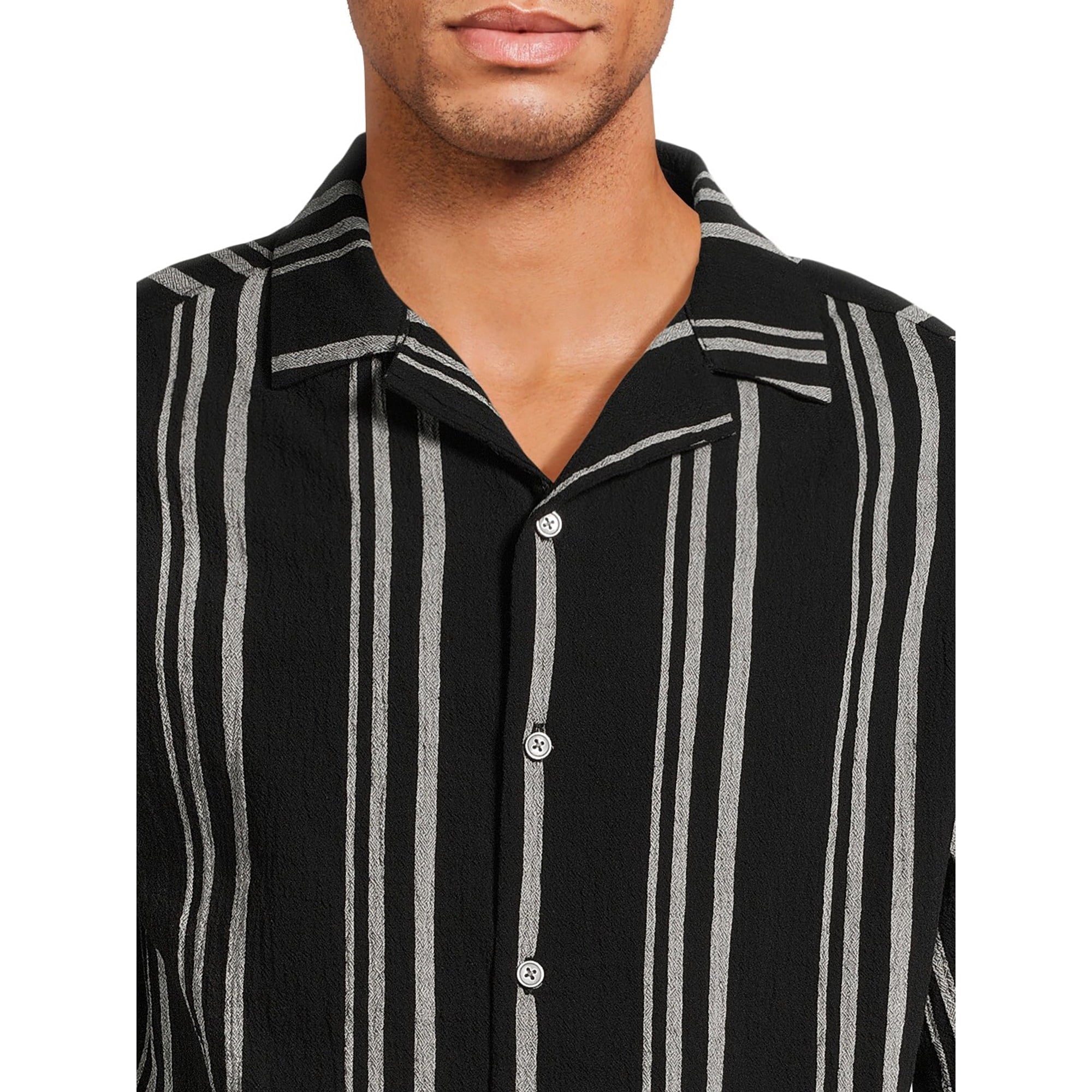 SIZE: 3XL - No Boundaries Men's and Big Men's Cotton Crinkle Button Front Shirt with Short Sleeves
