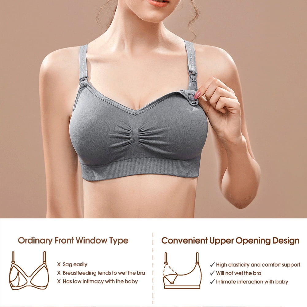 SIZE: XL - Womens Sleeping Nursing Bra Wirefree front buckle Breastfeeding Maternity Bralette Pack of 3