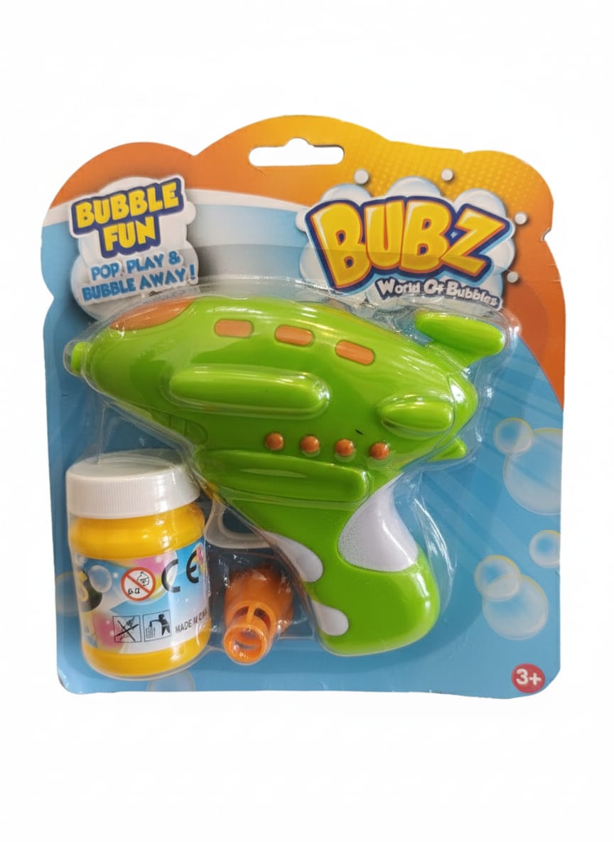 BUBBLE  SMALL GUN FUN POP PLAY BUBBLE AWAY ! BUBZ WORLD OF BUBBLES GREEN