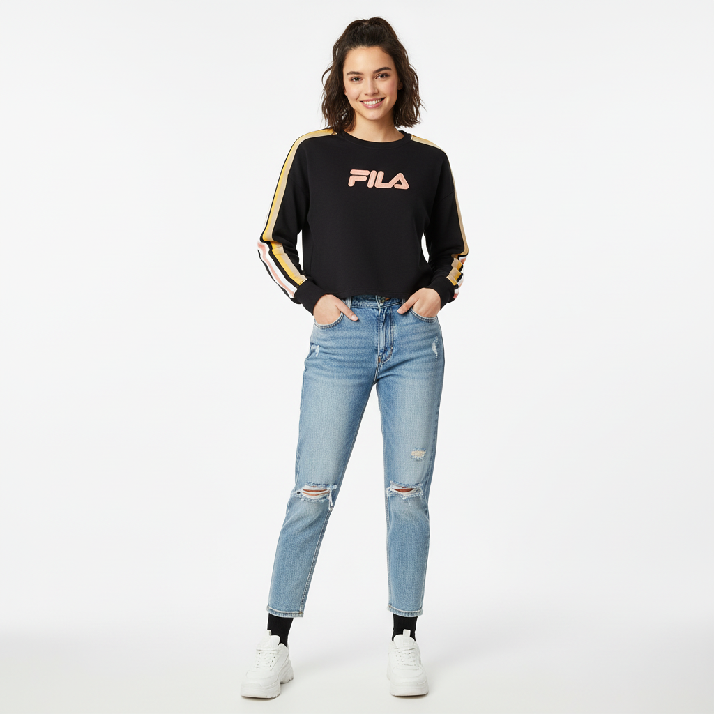 FILA Black Cropped Sweatshirt