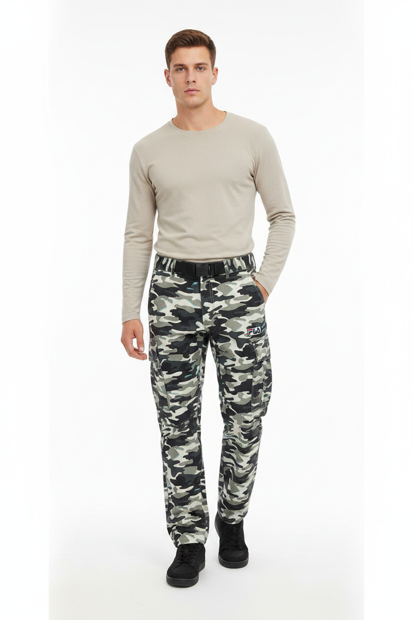 FILA Camo Pants - Model Wearing