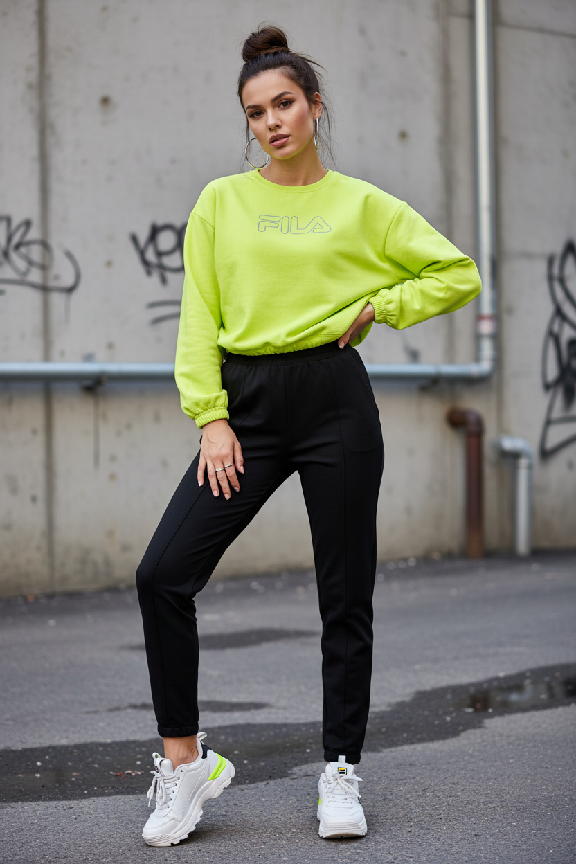FILA Neon Sweatshirt - Model Street Style