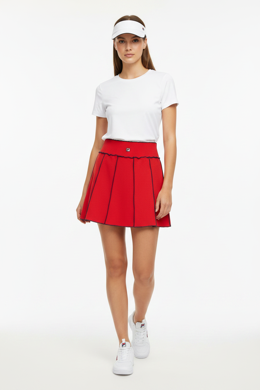 FILA Red Tennis Skirt - Model Front