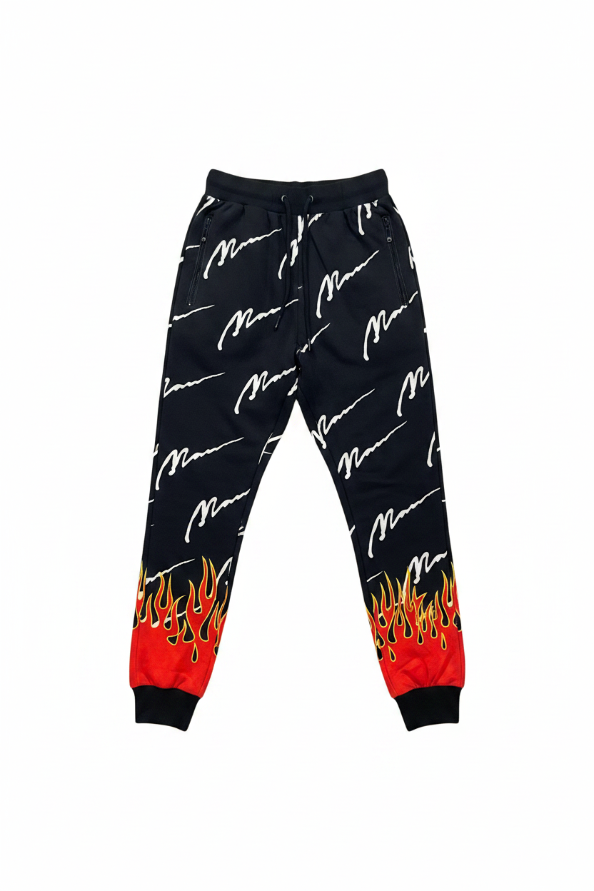 Flame Script Joggers – Flat Lay