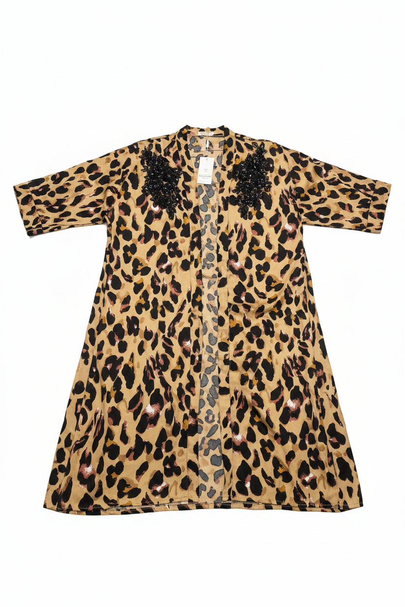 Flat Lay - Tan Leopard Abaya