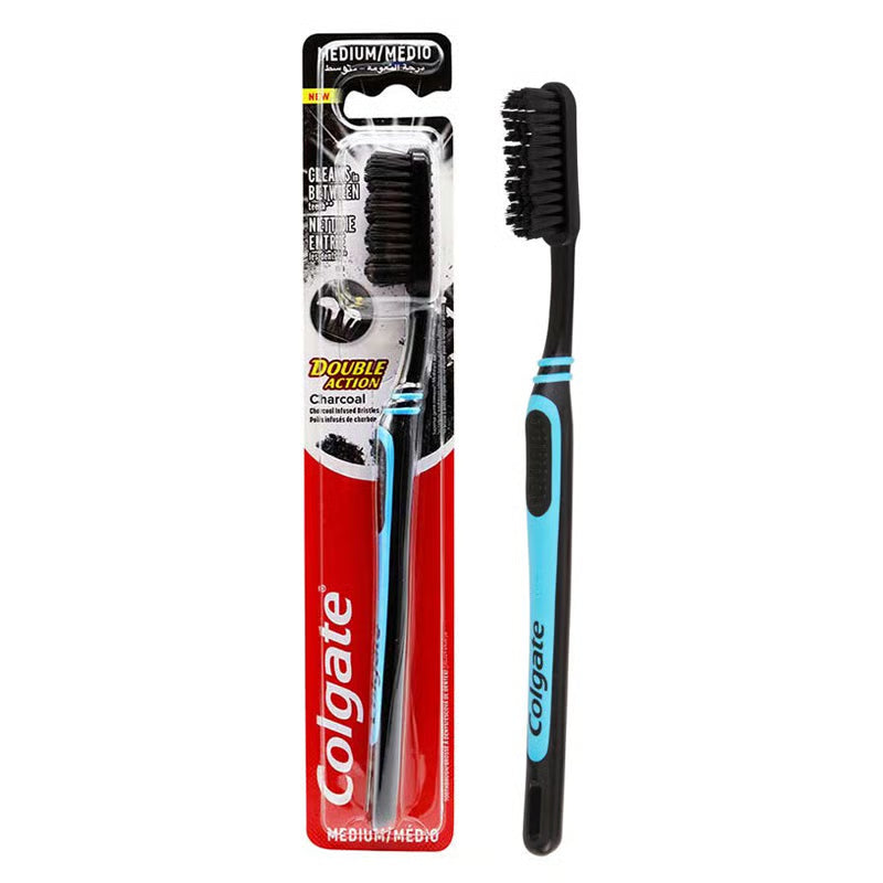 Colgate Double Action Medium Charcoal Toothbrush - Blue