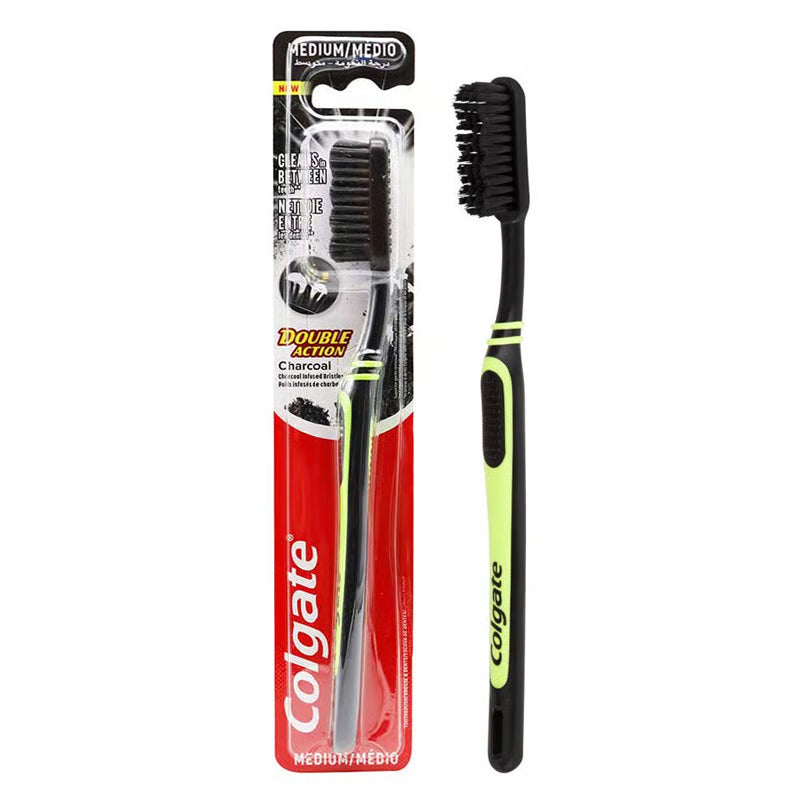 Colgate Double Action Medium Charcoal Toothbrush - Green