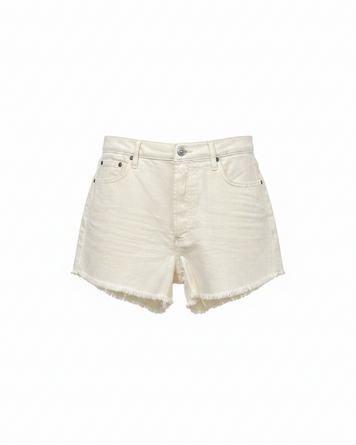 Front – cream denim shorts
