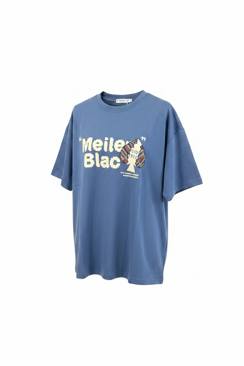 Front view - Blue graphic t-shirt