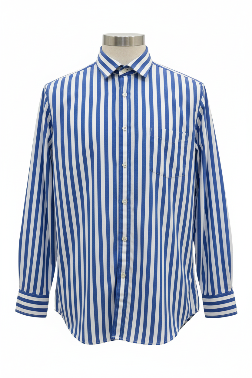 Front View - Blue Striped Shirt