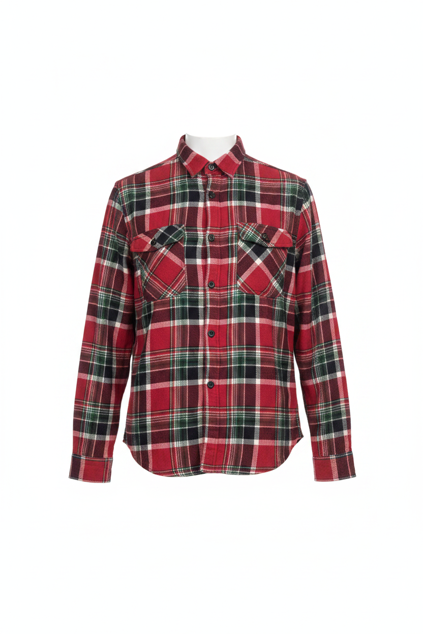 Front view - Red tartan shirt