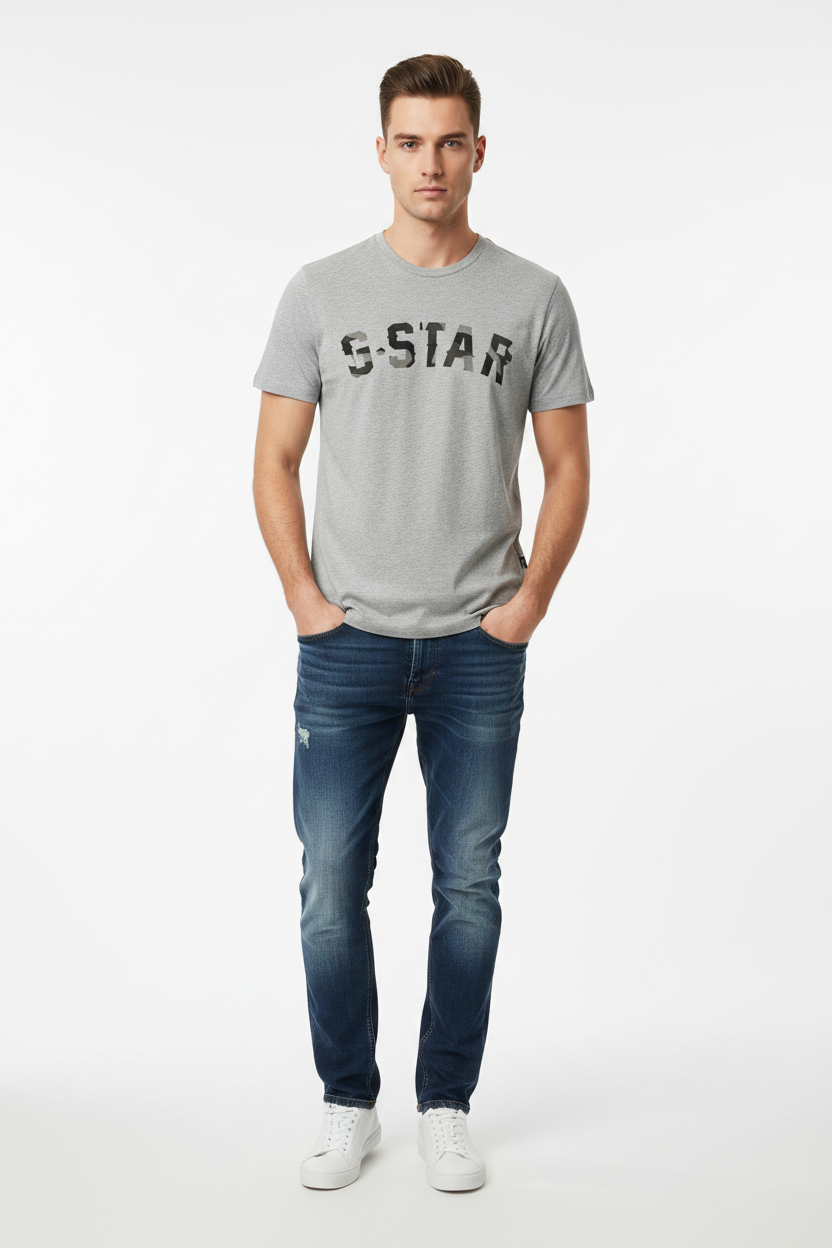 G-Star Raw Collegiate Logo T-Shirt – Grey Marl