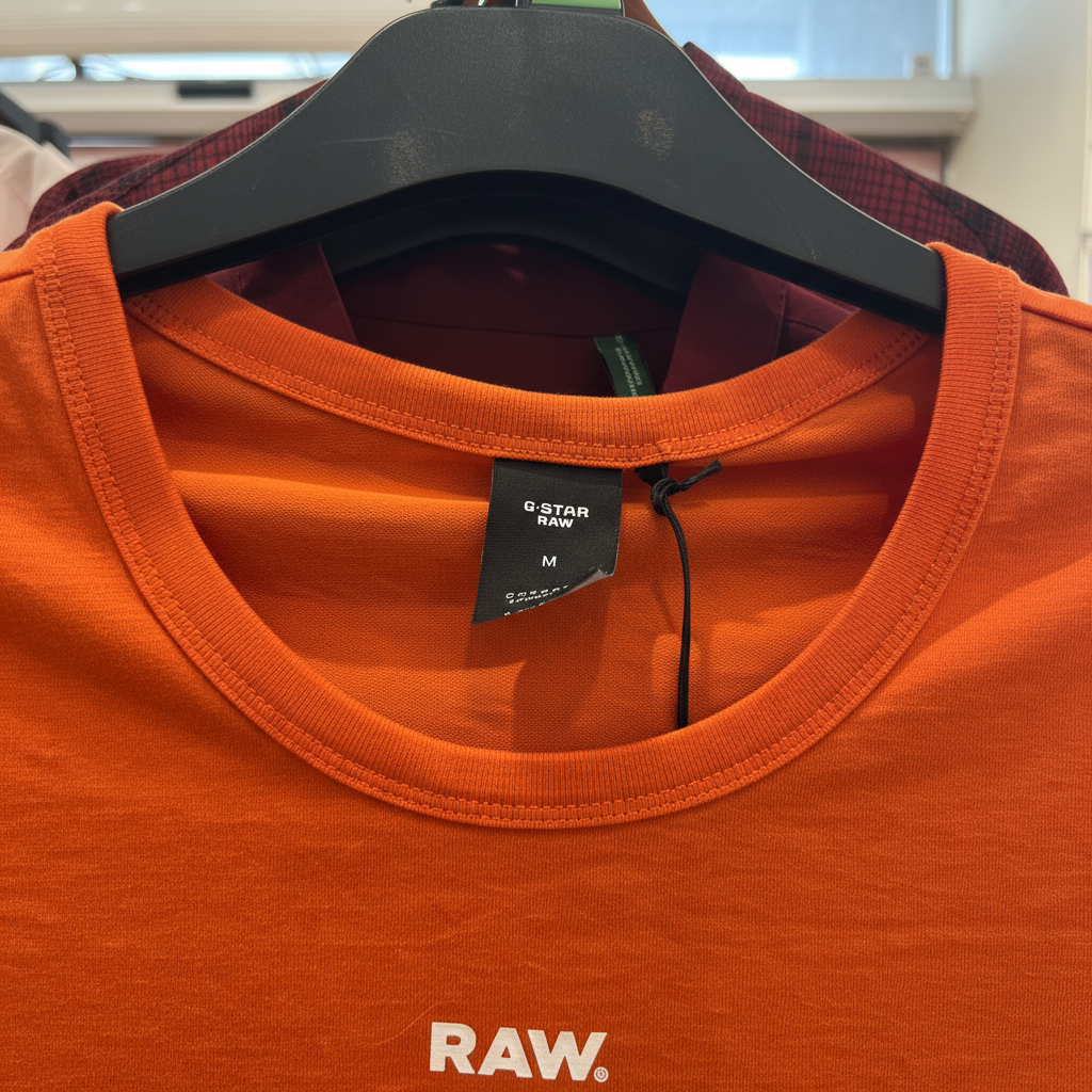 G-Star RAW Orange T-Shirt Collar Close-Up