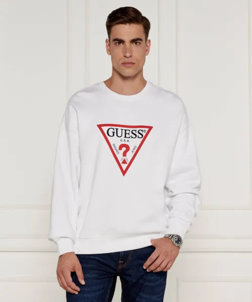 GUESS MENS WHITE LONG SLEEVE Sweatshirt
