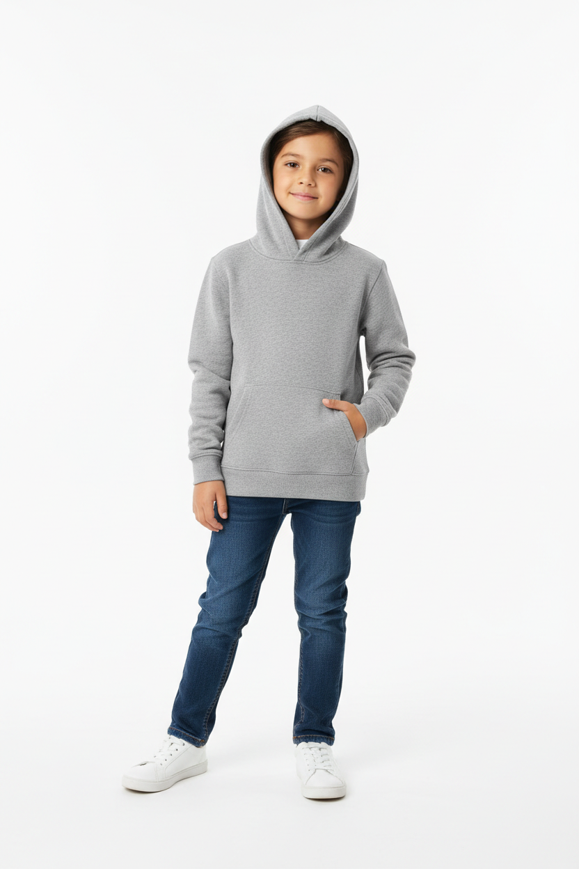 Grey Hoodie – Kid Front No Drawstring