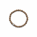 GUESS Brown Beaded Logo Stretch Bracelet