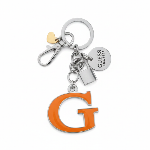 GUESS Orange G Initial Padlock Charm Keychain
