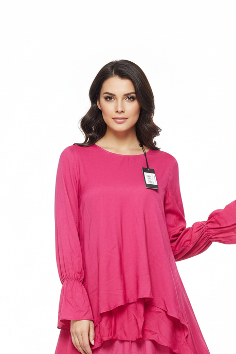 GUESS Women's Tiered Ruffle Maxi Dress - Fuchsia