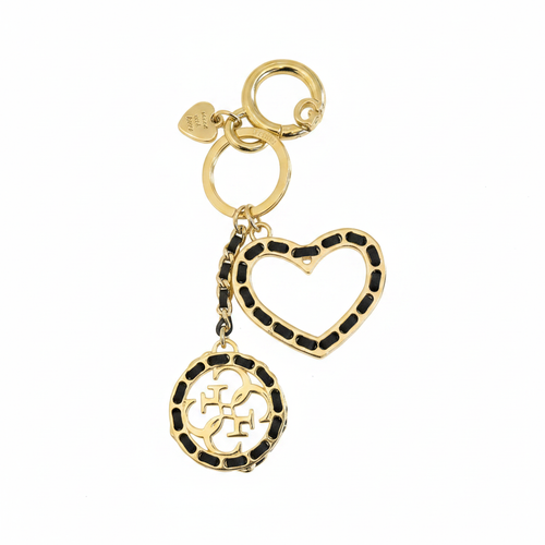 GUESS Woven Heart & 4G Logo Charm Keychain