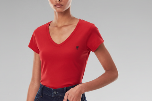G-Star RAW Women's V-Neck T-Shirt in Dry Red