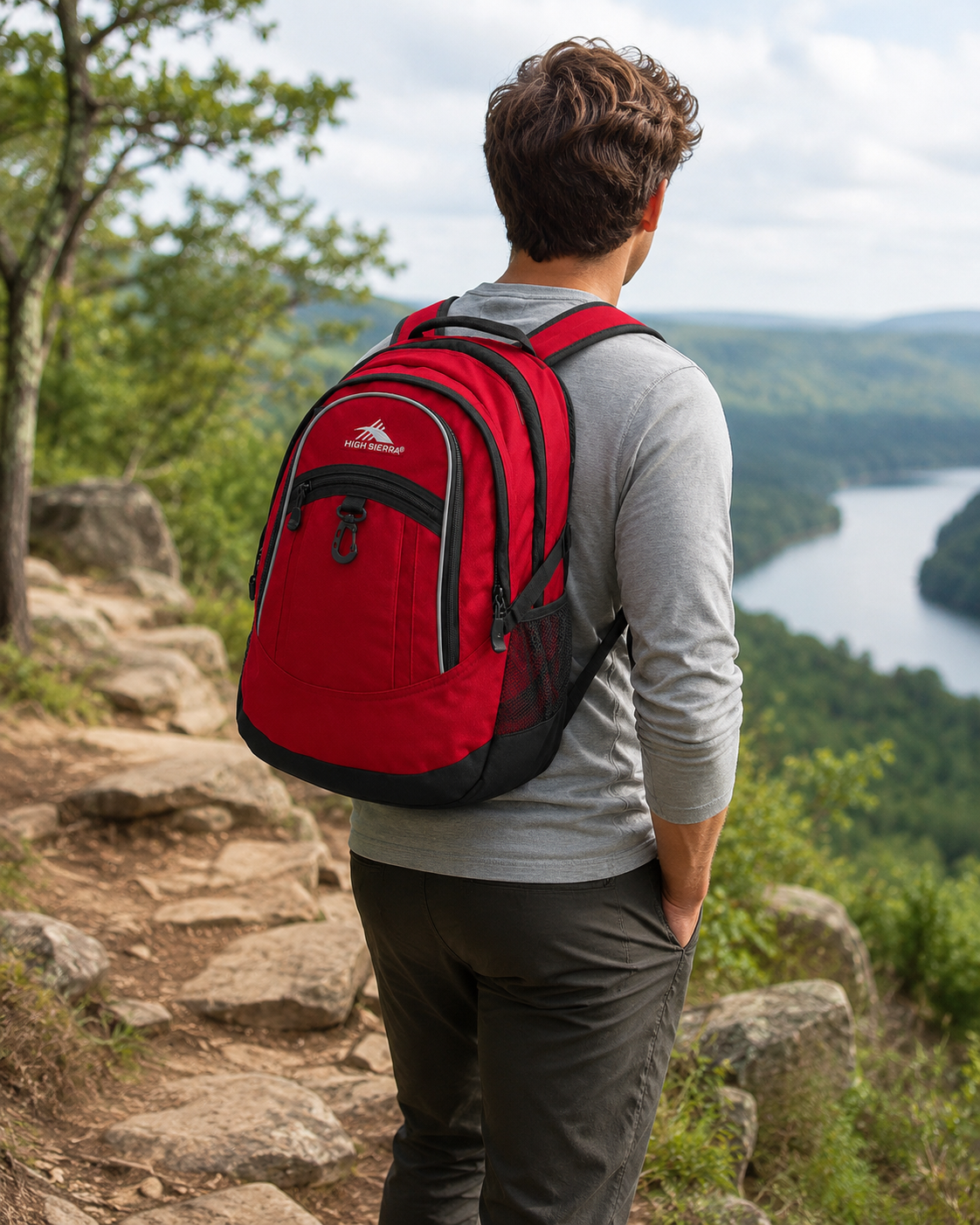 High Sierra Red & Black Multi-Compartment Laptop Backpack