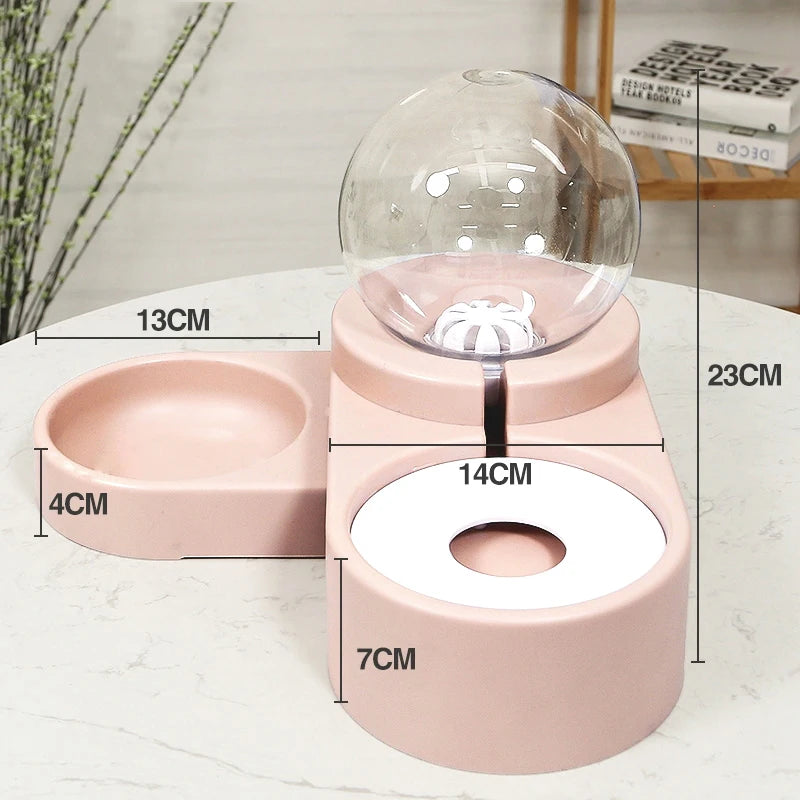 Spherical Double Pet Bowl with Automatic Water Refill (Without a box)