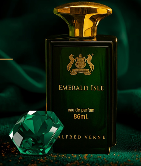 Alfred Verne Emerald Isle Eau de Parfum green bottle with gold cap