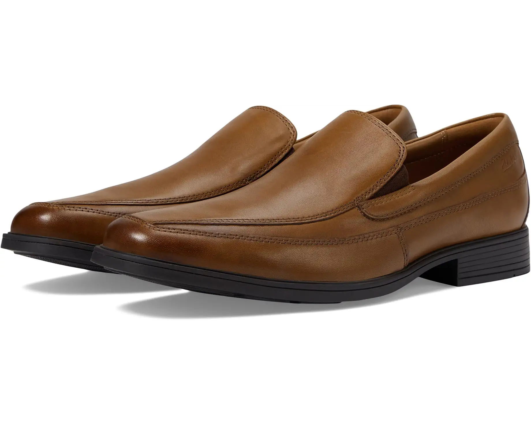 Clarks Men’s Tilden Free Dark Tan Leather Slip-On Dress Loafers