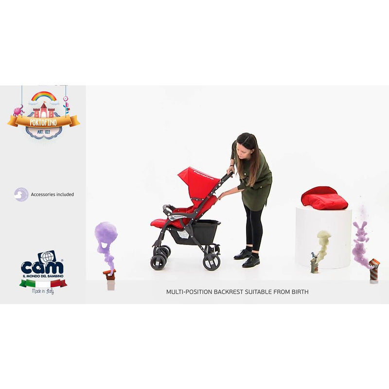 CAM Passeggino Portofino Stroller- Red