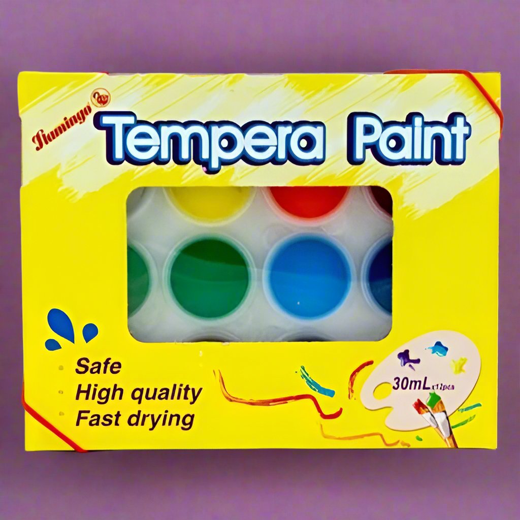 Flamingo 12-Piece Tempera Paint, 30ml, Multicolour